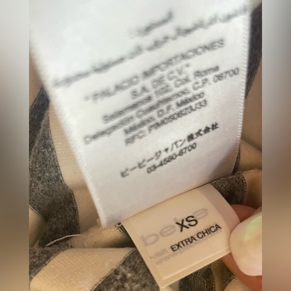 BEBE GREY/WHITE STRIPE  Peplum Style Dress w/Back Zip Closures,  XS - Picture 14 of 15